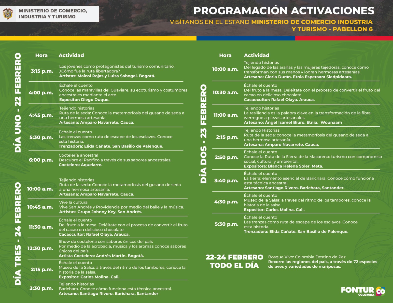 Programación de actividades ANATO 2023